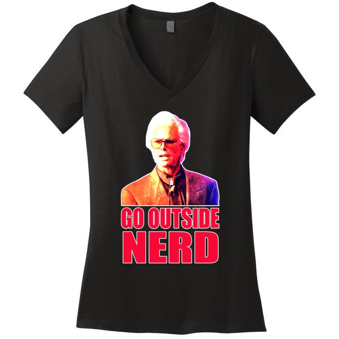 Go Outside Nerd Baby Billy Chirps Women's V-Neck T-Shirt