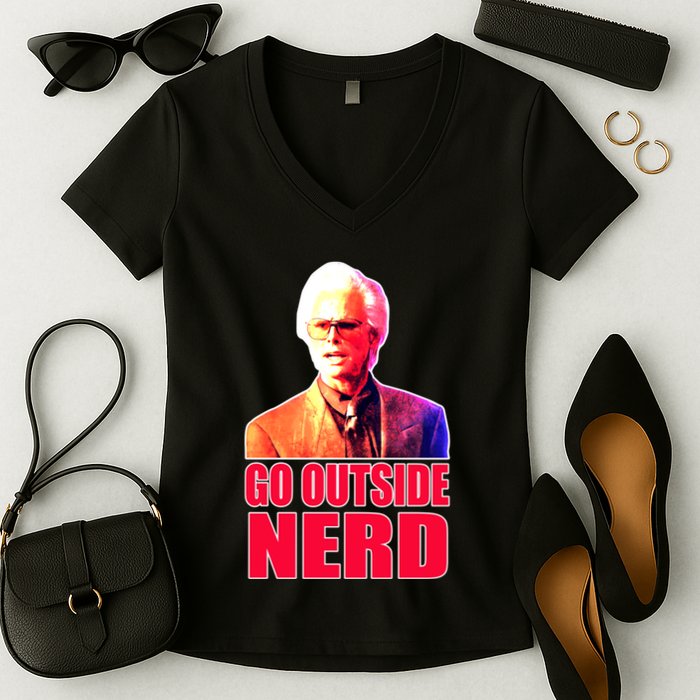Go Outside Nerd Baby Billy Chirps Women's V-Neck T-Shirt