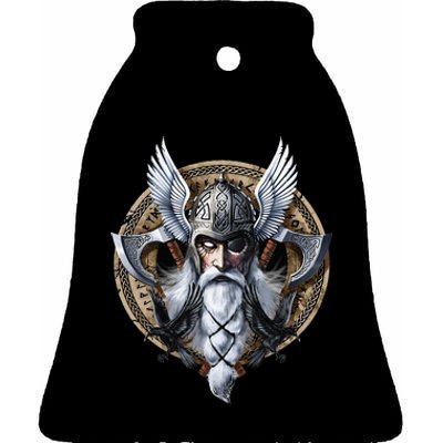 God Odin Norse Viking Warrior Nordic Pagan Ceramic Bell Ornament