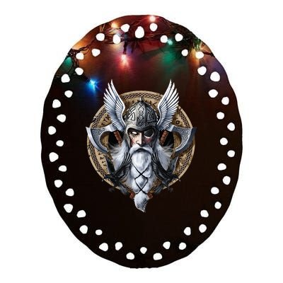 God Odin Norse Viking Warrior Nordic Pagan Ceramic Oval Ornament