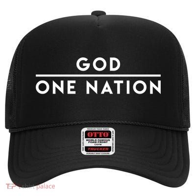 God One Nation Under God American Christian Gift High Crown Mesh Back Trucker Hat