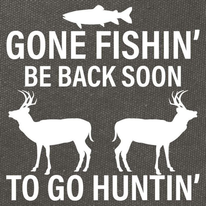 Gone Fishing Be Back Soon To Go Hunting Cotton Canvas Backpack
