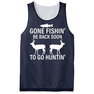 Gone Fishing Be Back Soon To Go Hunting Mesh Reversible Basketball Jersey Tank