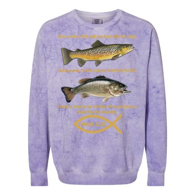 Gone Fishing Christian Quote Mark 1:17 Colorblast Crewneck Sweatshirt