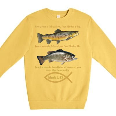 Gone Fishing Christian Quote Mark 1:17 Premium Crewneck Sweatshirt