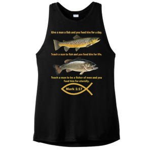 Gone Fishing Christian Quote Mark 1:17 Ladies PosiCharge Tri-Blend Wicking Tank