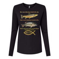 Gone Fishing Christian Quote Mark 1:17 Womens Cotton Relaxed Long Sleeve T-Shirt