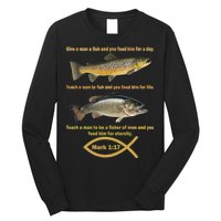 Gone Fishing Christian Quote Mark 1:17 Long Sleeve Shirt