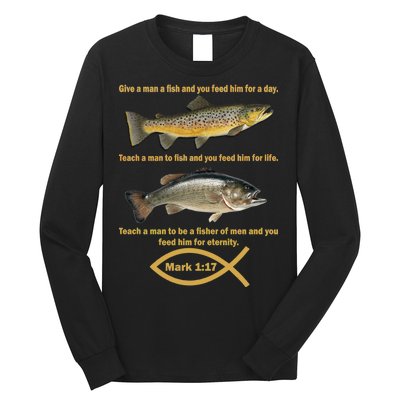 Gone Fishing Christian Quote Mark 1:17 Long Sleeve Shirt