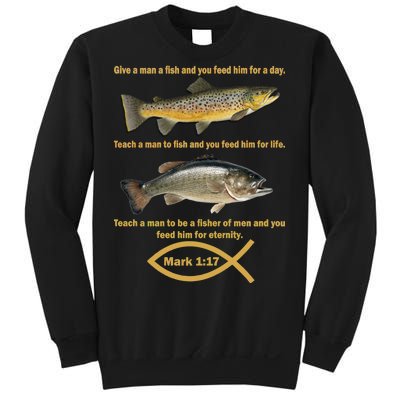 Gone Fishing Christian Quote Mark 1:17 Sweatshirt