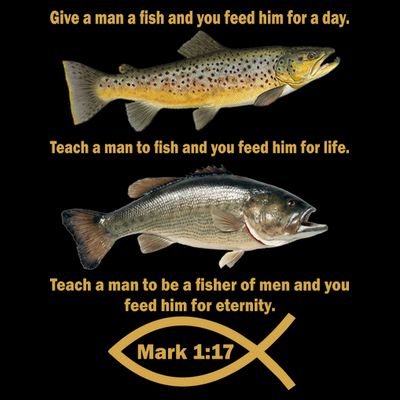 Gone Fishing Christian Quote Mark 1:17 T-Shirt