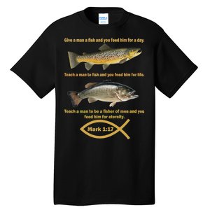 Gone Fishing Christian Quote Mark 1:17 Tall T-Shirt