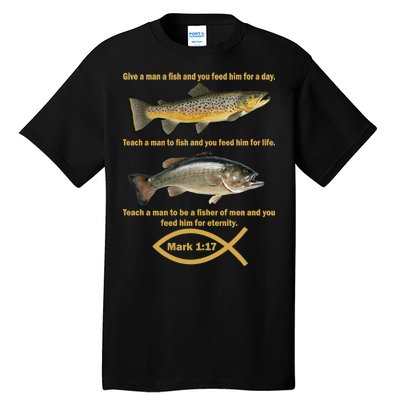 Gone Fishing Christian Quote Mark 1:17 Tall T-Shirt