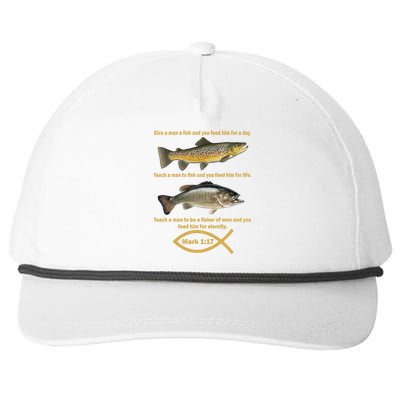 Gone Fishing Christian Quote Mark 1:17 Snapback Five-Panel Rope Hat