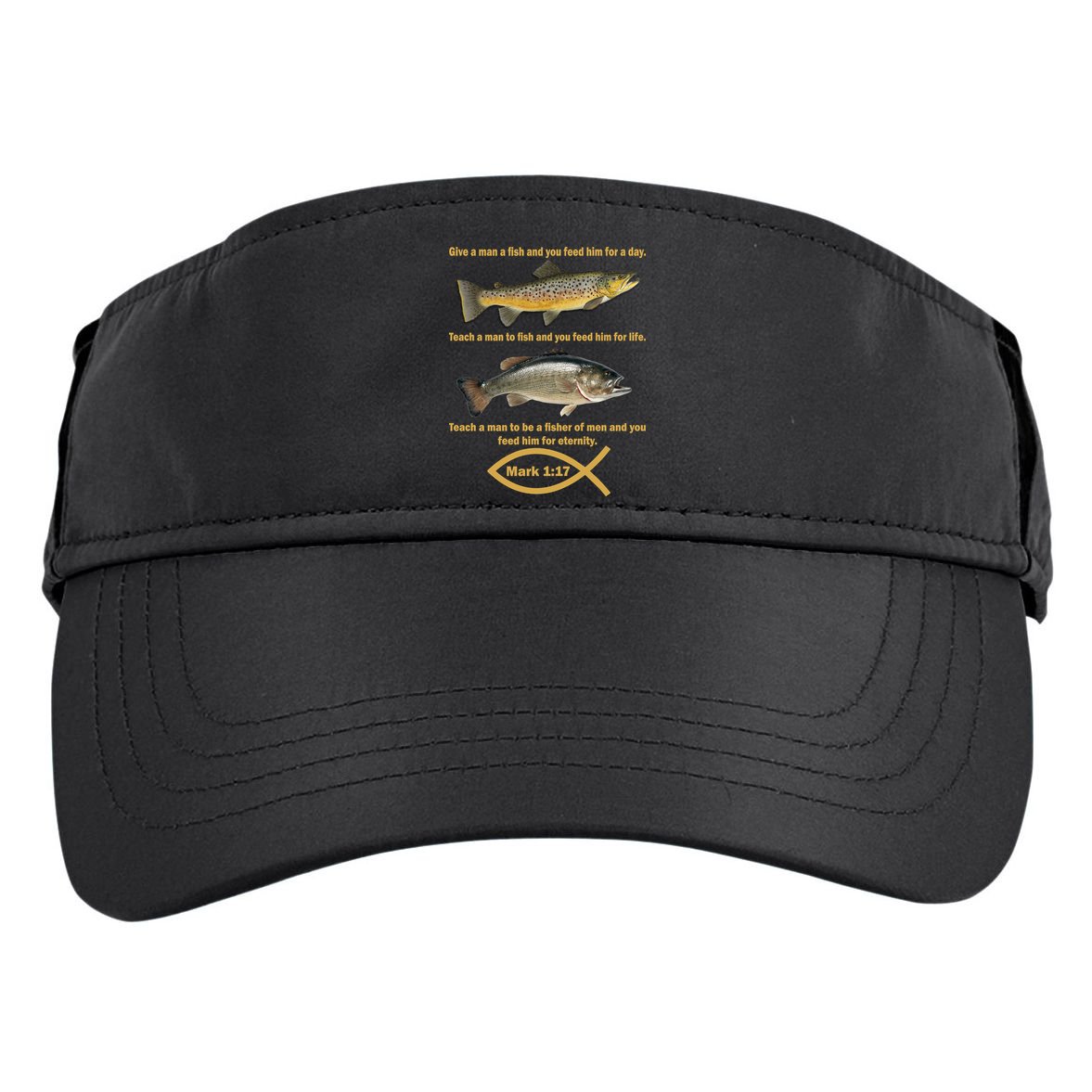 Gone Fishing Christian Quote Mark 1:17 Adult Drive Performance Visor