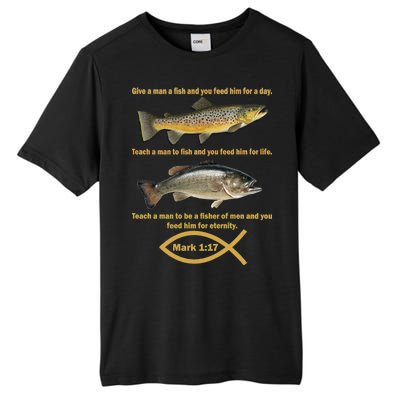 Gone Fishing Christian Quote Mark 1:17 Tall Fusion ChromaSoft Performance T-Shirt