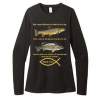 Gone Fishing Christian Quote Mark 1:17 Womens CVC Long Sleeve Shirt