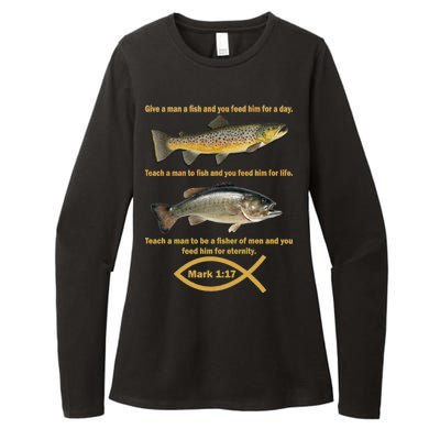 Gone Fishing Christian Quote Mark 1:17 Womens CVC Long Sleeve Shirt