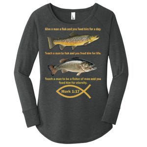 Gone Fishing Christian Quote Mark 1:17 Women's Perfect Tri Tunic Long Sleeve Shirt