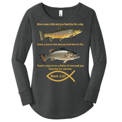 Gone Fishing Christian Quote Mark 1:17 Women's Perfect Tri Tunic Long Sleeve Shirt