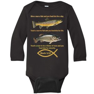 Gone Fishing Christian Quote Mark 1:17 Baby Long Sleeve Bodysuit