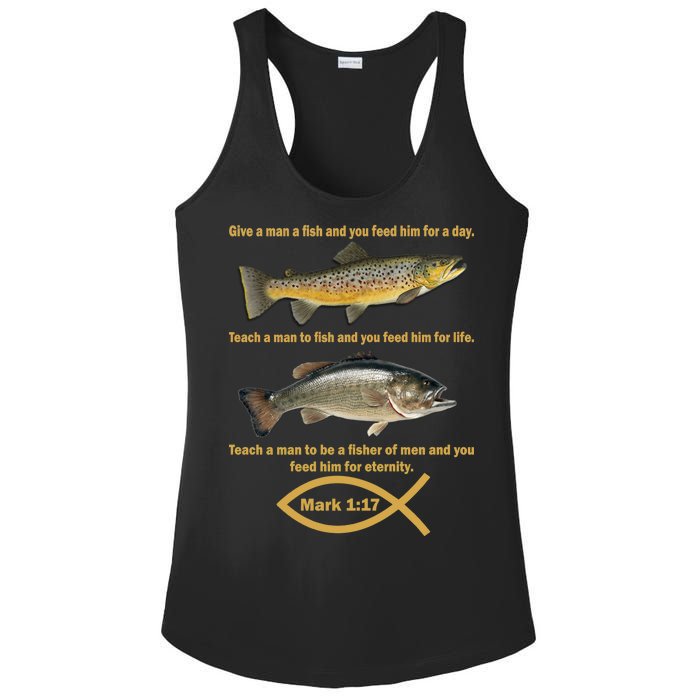 Gone Fishing Christian Quote Mark 1:17 Ladies PosiCharge Competitor Racerback Tank