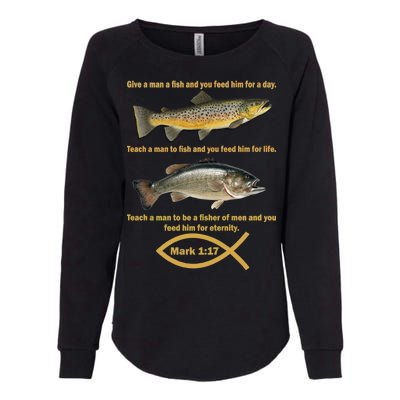 Gone Fishing Christian Quote Mark 1:17 Womens California Wash Sweatshirt