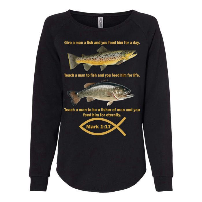 Gone Fishing Christian Quote Mark 1:17 Womens California Wash Sweatshirt