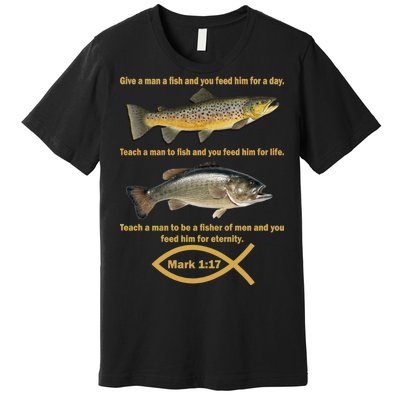 Gone Fishing Christian Quote Mark 1:17 Premium T-Shirt