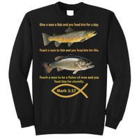 Gone Fishing Christian Quote Mark 1:17 Tall Sweatshirt