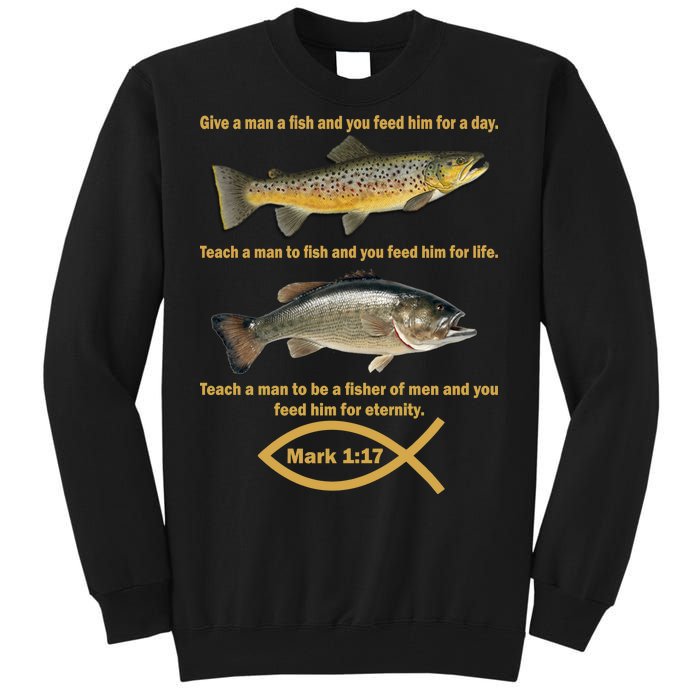 Gone Fishing Christian Quote Mark 1:17 Tall Sweatshirt