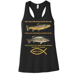 Gone Fishing Christian Quote Mark 1:17 Women's Racerback Tank