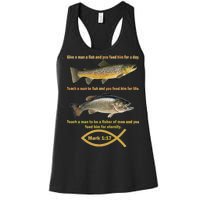 Gone Fishing Christian Quote Mark 1:17 Women's Racerback Tank