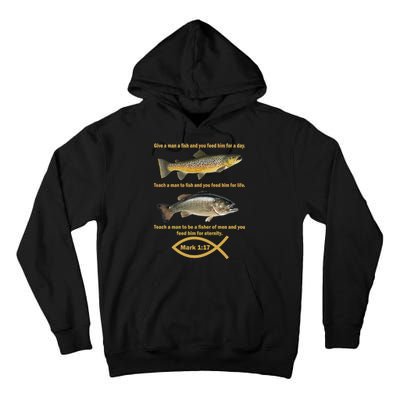 Gone Fishing Christian Quote Mark 1:17 Tall Hoodie