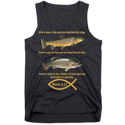 Gone Fishing Christian Quote Mark 1:17 Tank Top