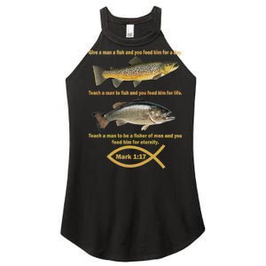 Gone Fishing Christian Quote Mark 1:17 Women's Perfect Tri Rocker Tank