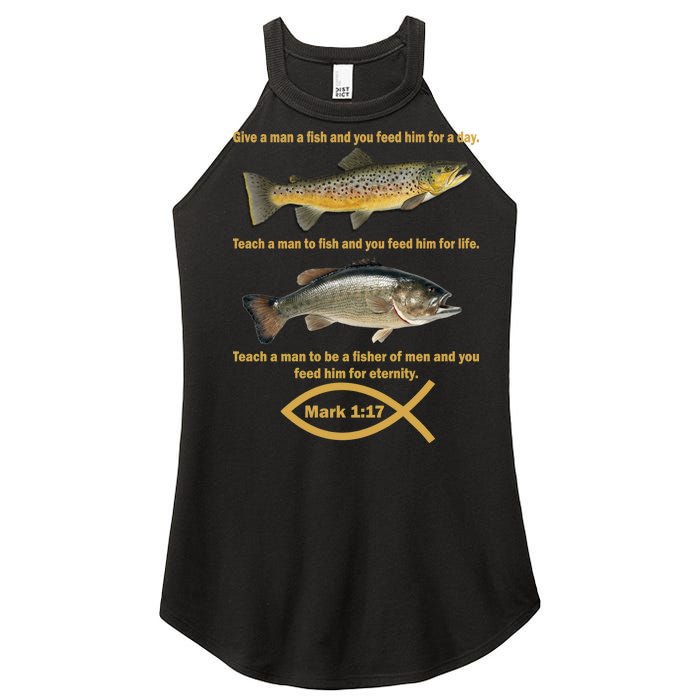 Gone Fishing Christian Quote Mark 1:17 Women's Perfect Tri Rocker Tank