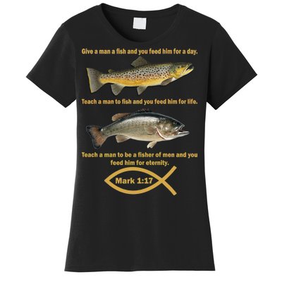 Gone Fishing Christian Quote Mark 1:17 Women's T-Shirt