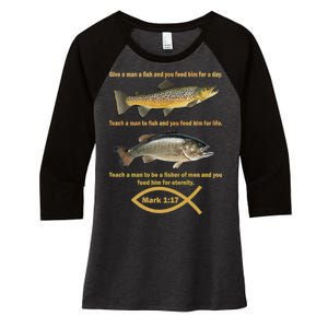 Gone Fishing Christian Quote Mark 1:17 Women's Tri-Blend 3/4-Sleeve Raglan Shirt