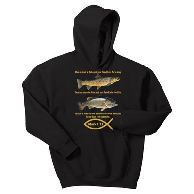 Gone Fishing Christian Quote Mark 1:17 Kids Hoodie