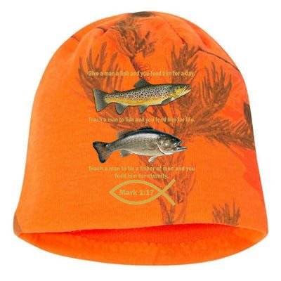 Gone Fishing Christian Quote Mark 1:17 Kati - Camo Knit Beanie