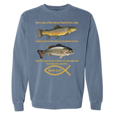 Gone Fishing Christian Quote Mark 1:17 Garment-Dyed Sweatshirt