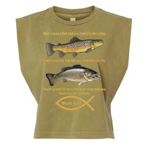 Gone Fishing Christian Quote Mark 1:17 Garment-Dyed Women's Muscle Tee