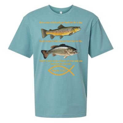 Gone Fishing Christian Quote Mark 1:17 Sueded Cloud Jersey T-Shirt