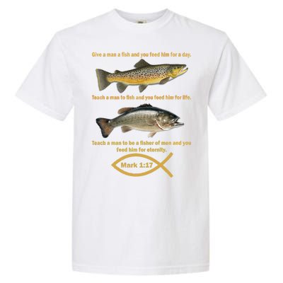 Gone Fishing Christian Quote Mark 1:17 Garment-Dyed Heavyweight T-Shirt