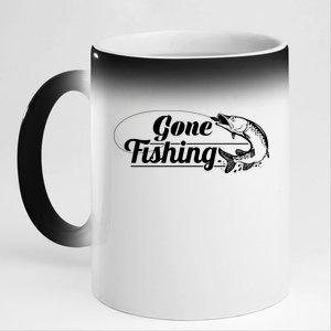 Gone Fishing Logo 11oz Black Color Changing Mug