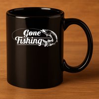 Gone Fishing Logo 11oz C Handle Ceramic Mug