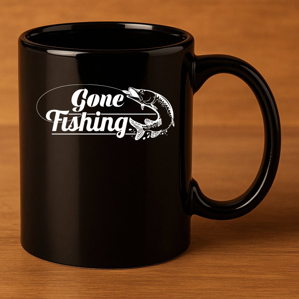 Gone Fishing Logo 11oz C Handle Ceramic Mug