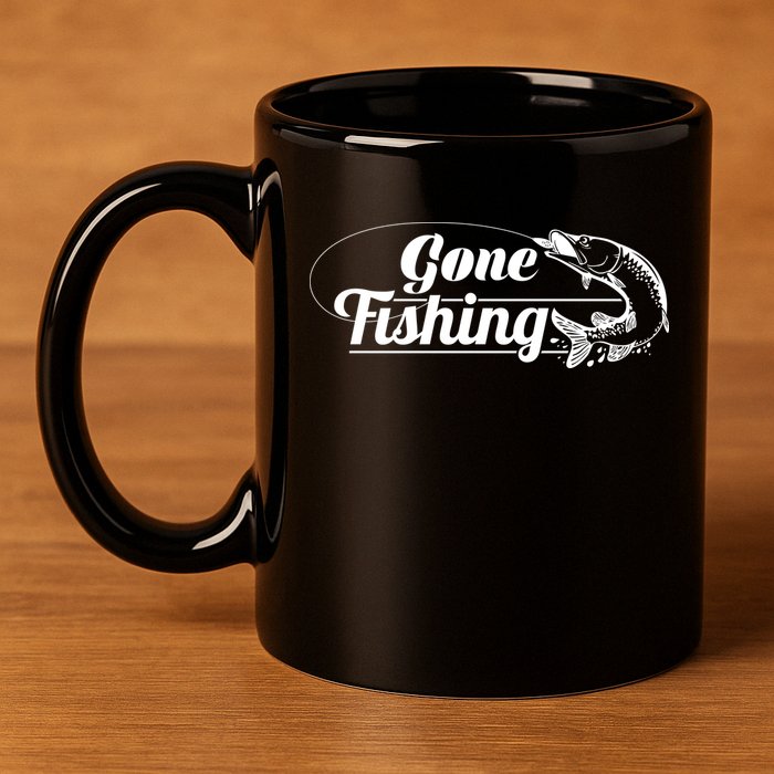 Gone Fishing Logo 11oz C Handle Ceramic Mug