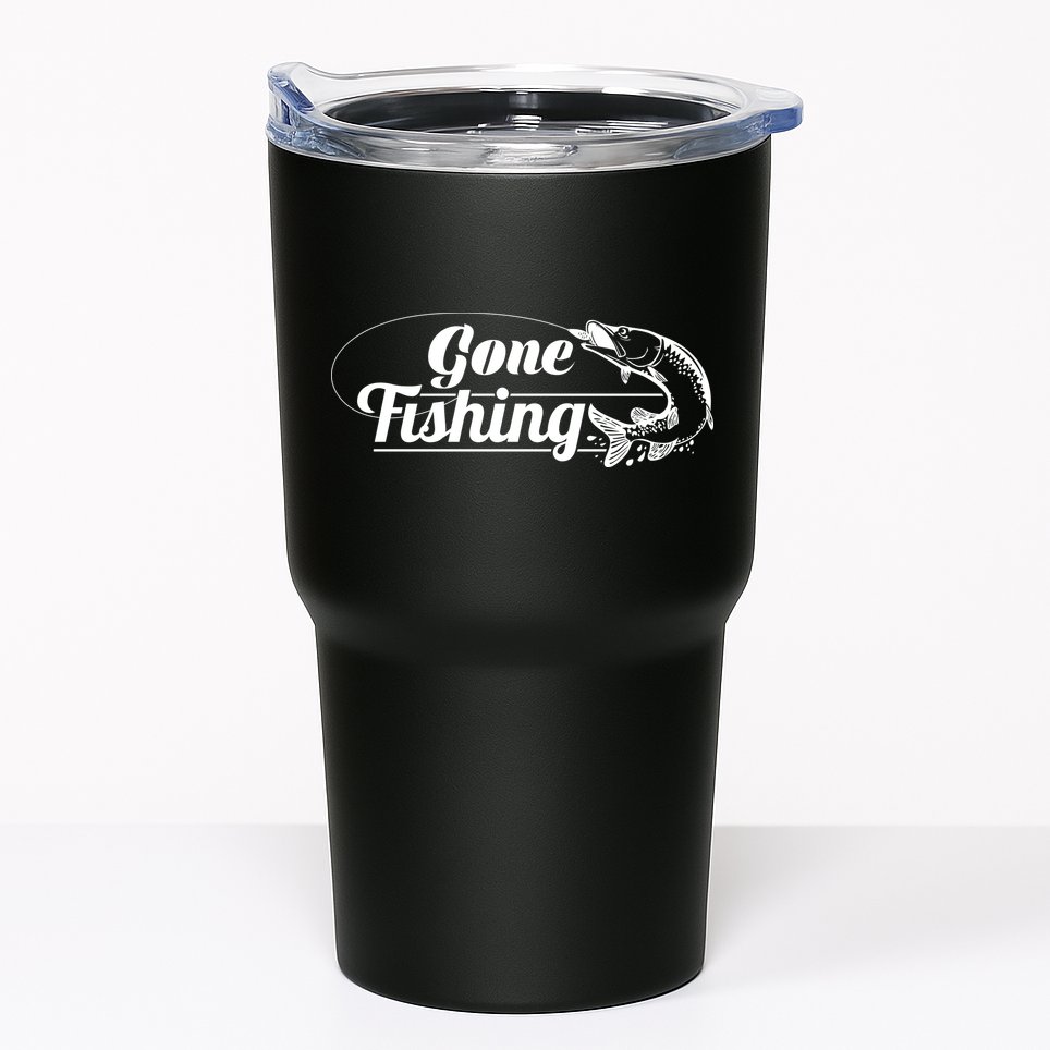 Gone Fishing Logo Tumbler